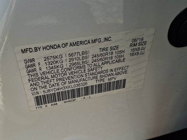 2019 Acura MDX Standard